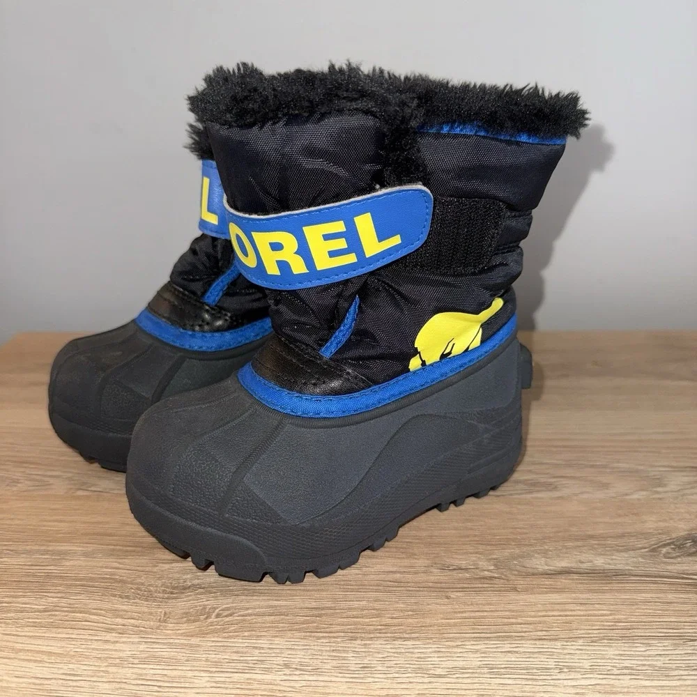 Sorel Toddler Snow Boots Boys Size 7 Blue Black Insulated Winter Boots Kids
